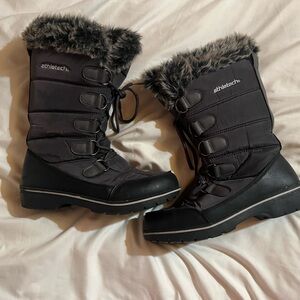 Athletech Black and Gray Winter Boots for Women